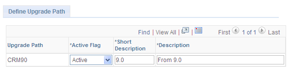 Define Upgrade Path page