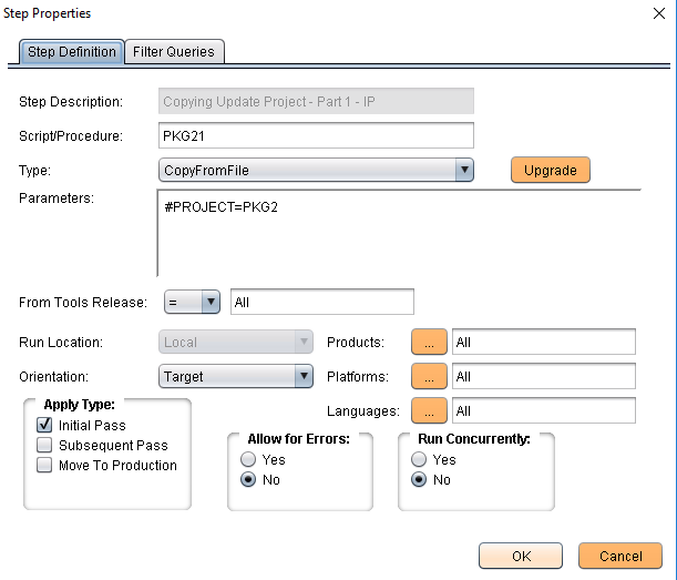 Step Properties dialog box