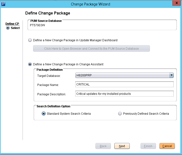 Define a New Change Package in Change Assistant