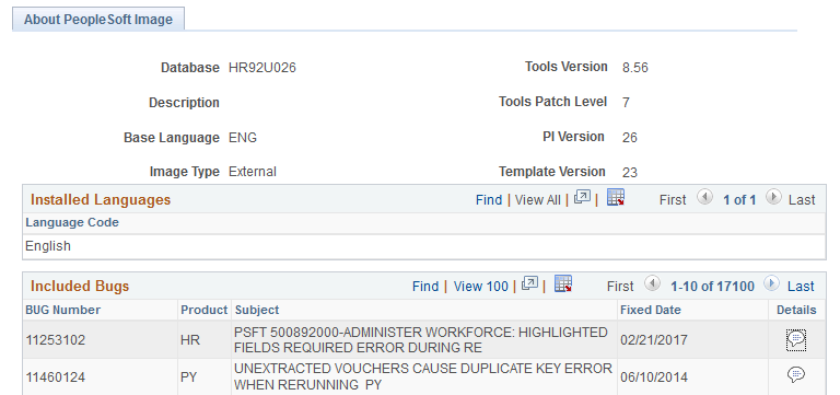 About PeopleSoft Image page