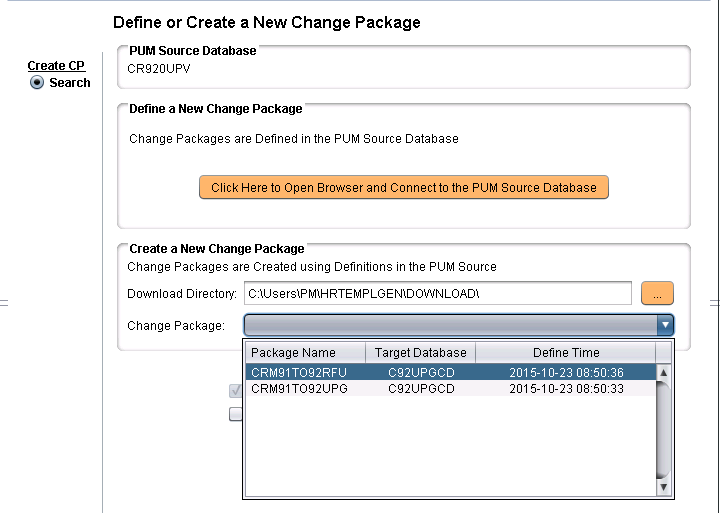 Create a New Change Package for Upgrade