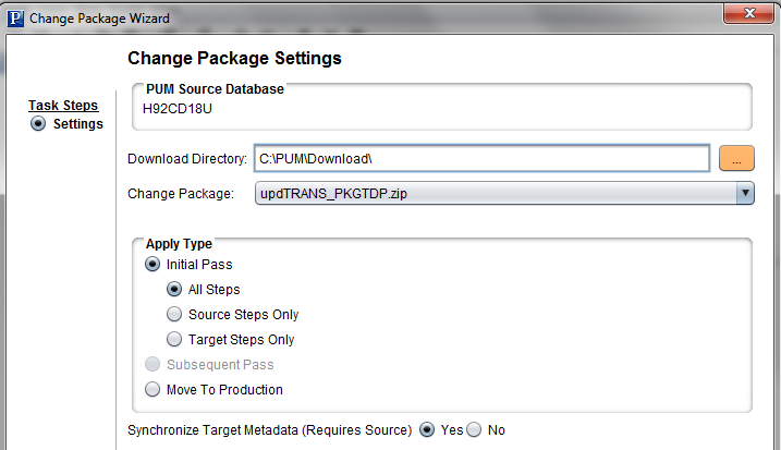 Change Package Settings for Translations Delta