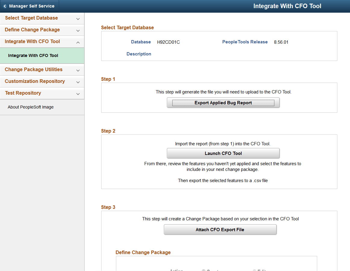 Integrate with CFO Tool page