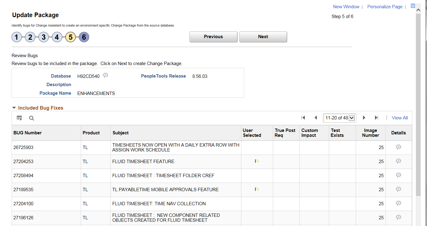 Define Update Package Step 5 of 6