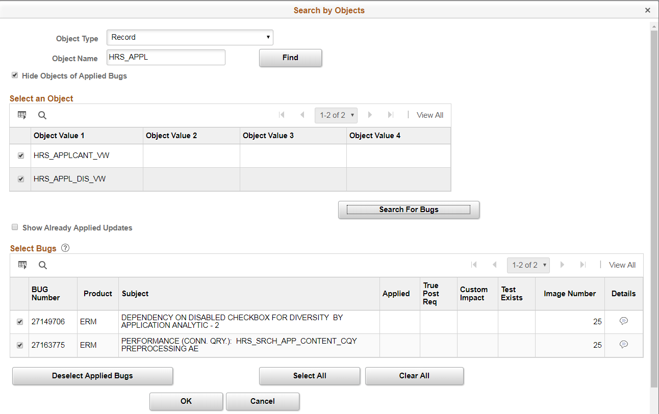 Search by Objects page