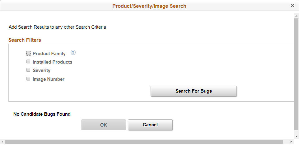 Product/Severity/Image Search page