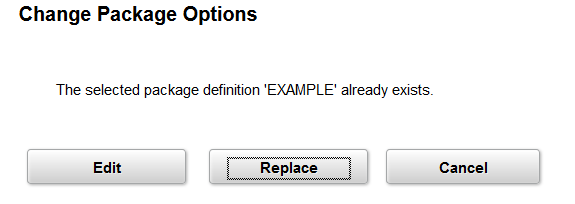 Change Package Options page
