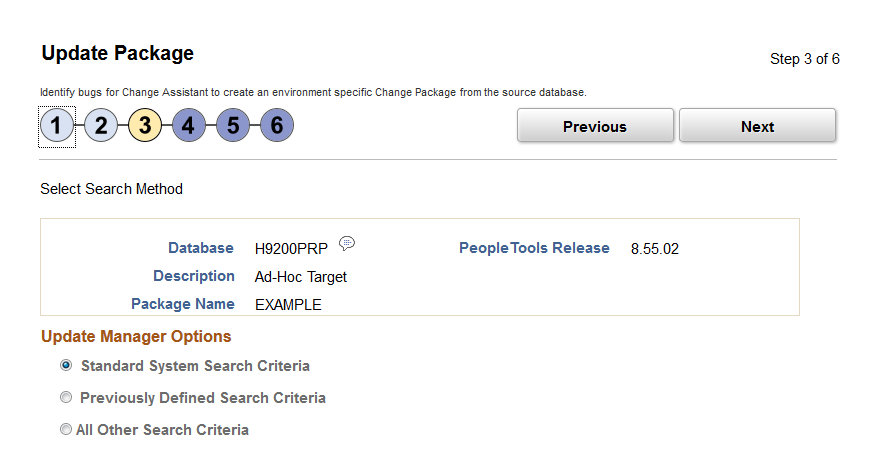 Define Update Package Step 3 of 6