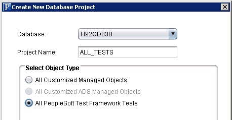 Create New Database Project for PTF tests