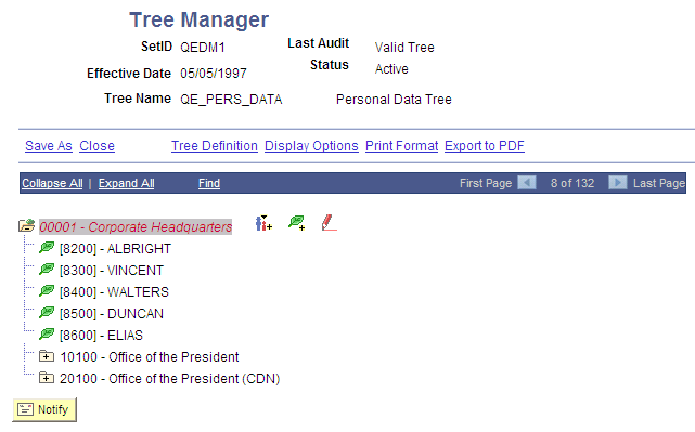Tree Manager page