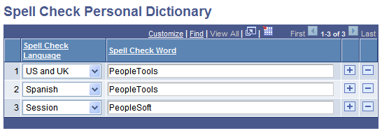Spell Check Personal Dictionary page