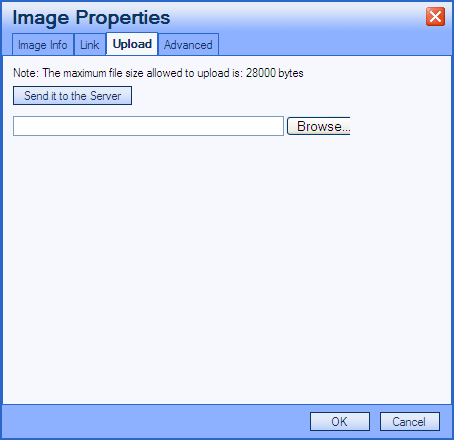 Image Properties: Upload tab