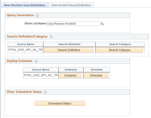 New Worklist SearchDefinition page