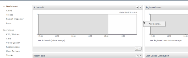 The following shows the Add a panel dialog box on the dashboard.