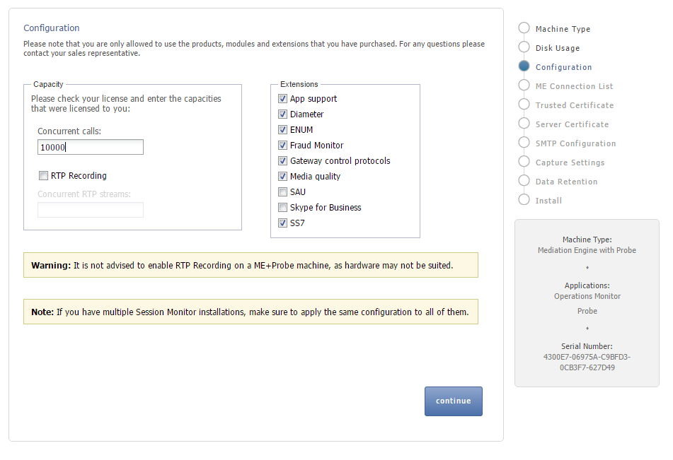 The following figure shows the configuration step in the Session Monitor installation.
