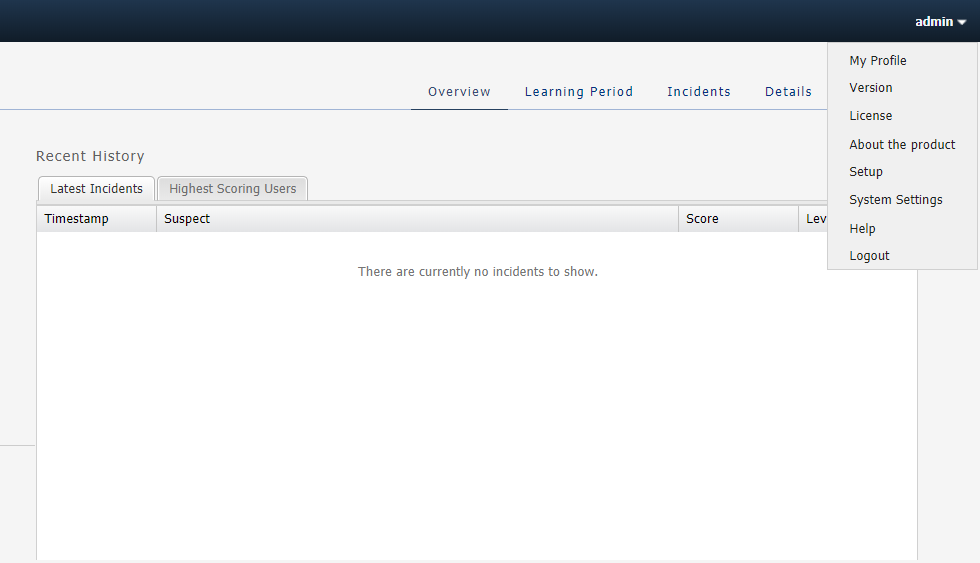 The username menu is located on the top right corner of the page on the header bar.