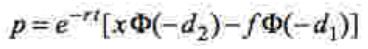 Title: Description of the value of a put option formula follows - Description: The illustration shows the formula to calculate the value of a put option.