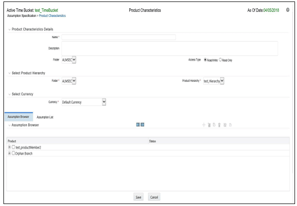 Product Characteristics Window to Create a New Product Characteristics Rule