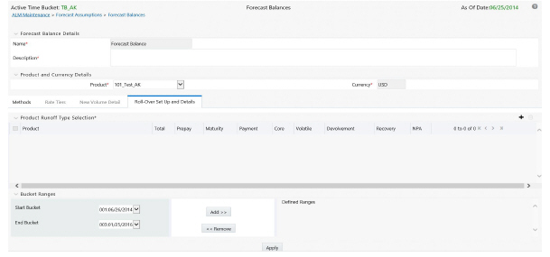 Description of Rollover Setup and Details Tab in Forecast Balance Rule Definition page follows