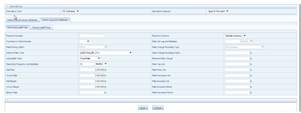 Leg Attributes tab for defining an Off-Balance Sheet transaction