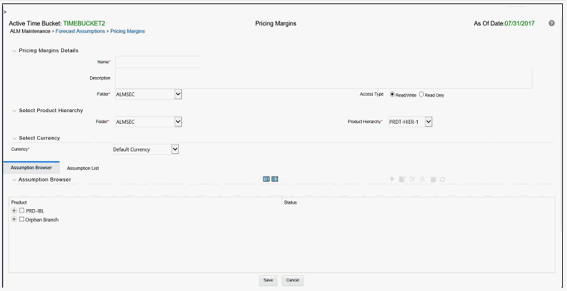 Pricing Margins Rule window