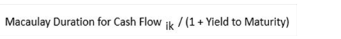 Description of the Modified Duration formula for Cash Flow follows