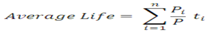 Title: Description of the Average Life formula follows - Description: The illustration shows the formula to calculate the Average Life.