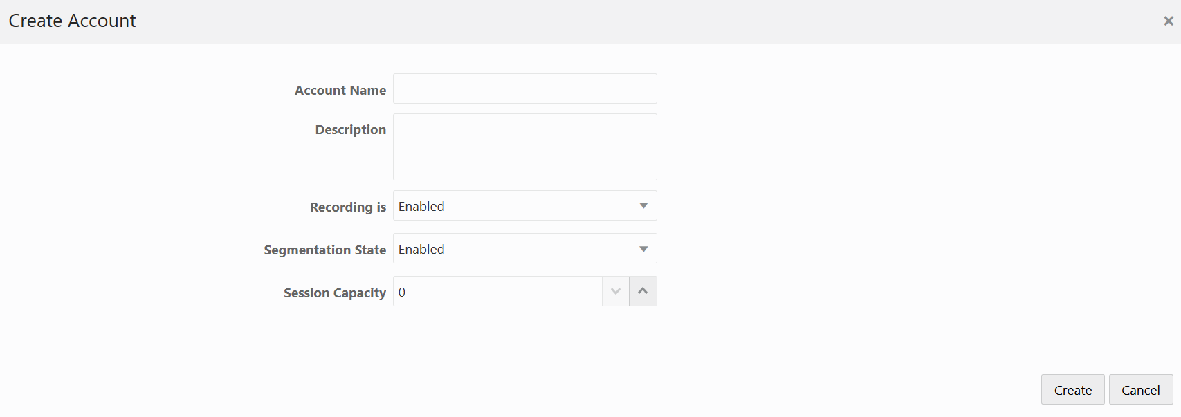 This screenshot shows the Create Account page.