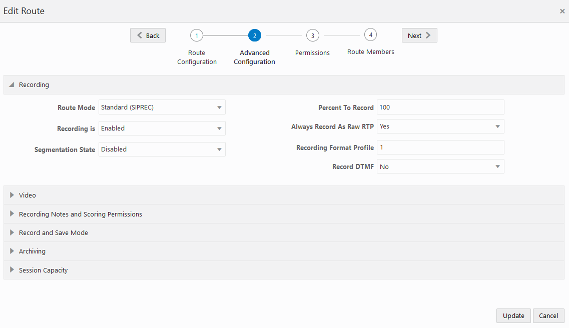 This screenshot shows the routes' page's advanced configuration details. This screenshot shows the routes' page's advanced configuration details.
