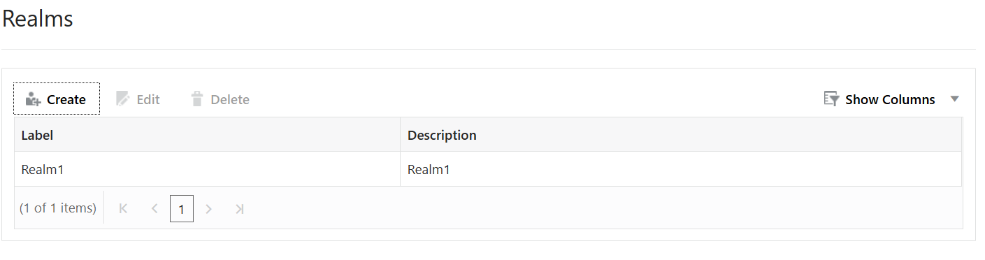 This screenshot shows the Realms page. This screenshot shows the Realms page.