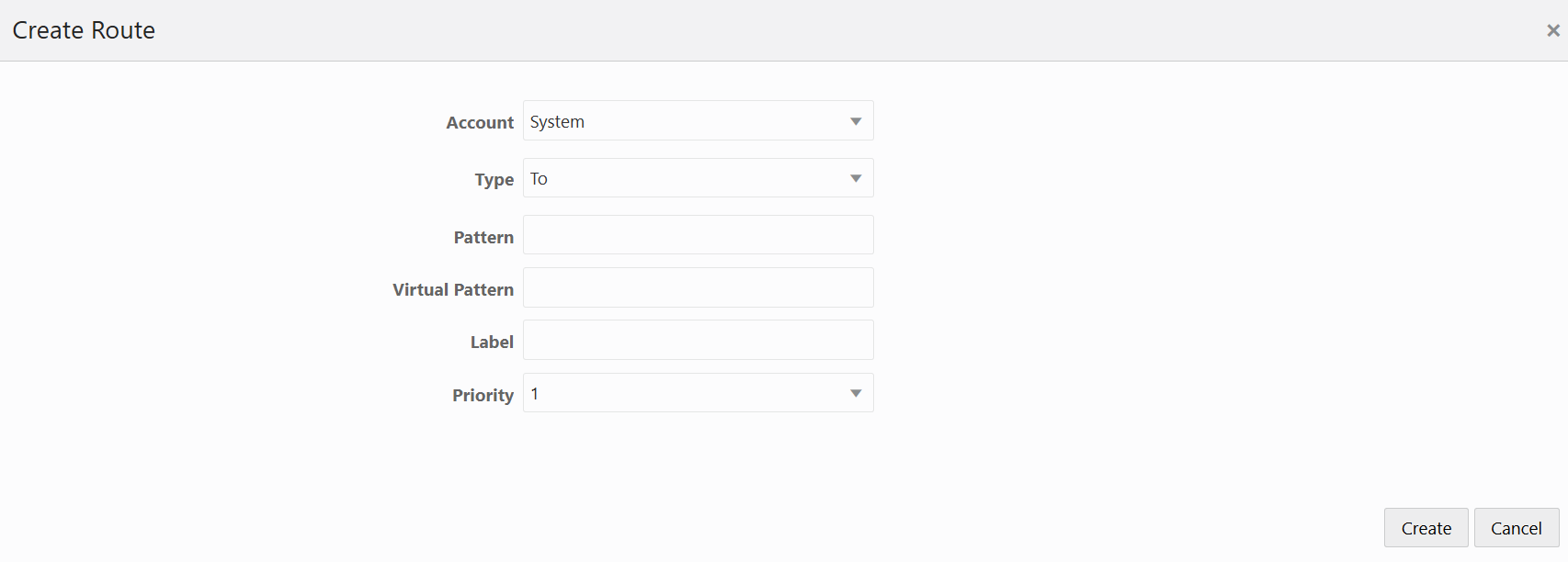 This screenshot shows the route dialog box.