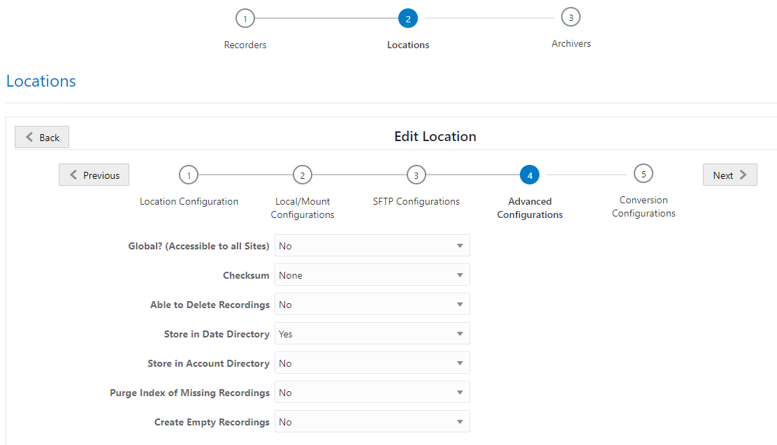 This screenshot shows the Sites' Edit Locations page.