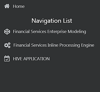 This illustration shows the Navigation List drawer, which displays the installed applications in the list. Clicking an application displays the second level menu.