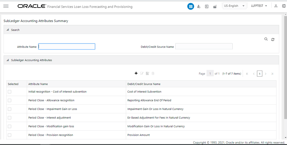 Title: The Subledger Accounting Attributes Summary Window - Description: You can access the SubLedger Attributes window by clicking the SubLedger Attributes element from the left-hand side menu. When you click this element, the SubLedger Accounting Attributes Summary window is displayed. Title: The Subledger Accounting Attributes Summary Window - Description: You can access the SubLedger Attributes window by clicking the SubLedger Attributes element from the left-hand side menu. When you click this element, the SubLedger Accounting Attributes Summary window is displayed.