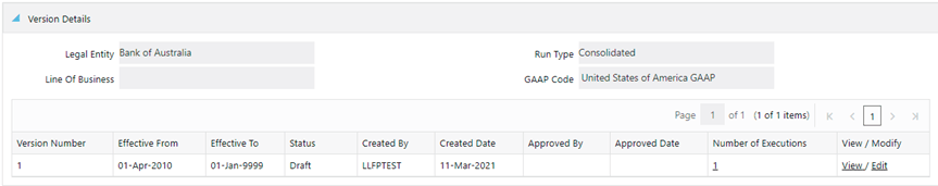 Title: The Version Details Pane - Description: In the Version Details column, click View to open the Version Details pane.