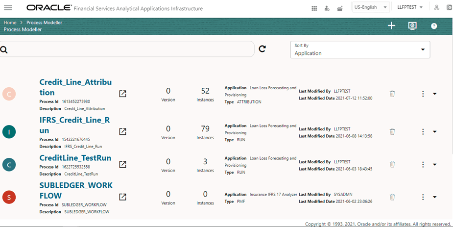 - Description: Select the Information Domain from the Information Domain drop-down box and click Process Modelling Framework.
