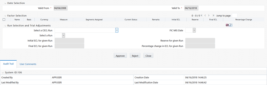 Description: This illustration shows the Reserve Factor Definition window that can be accessed from the Reserve Factor Definition window. You must enter details for the Name, Description, Folder, Reserve Type, Basis, Currency, and Base Measure fields and then click Save.