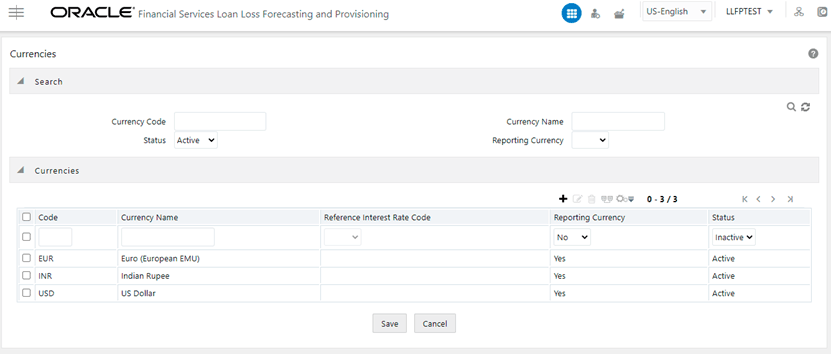 Title: Description of the Currencies Window follows - Description: You can access the Currency feature in the application by clicking the Currency link from the LHS menu of the application.