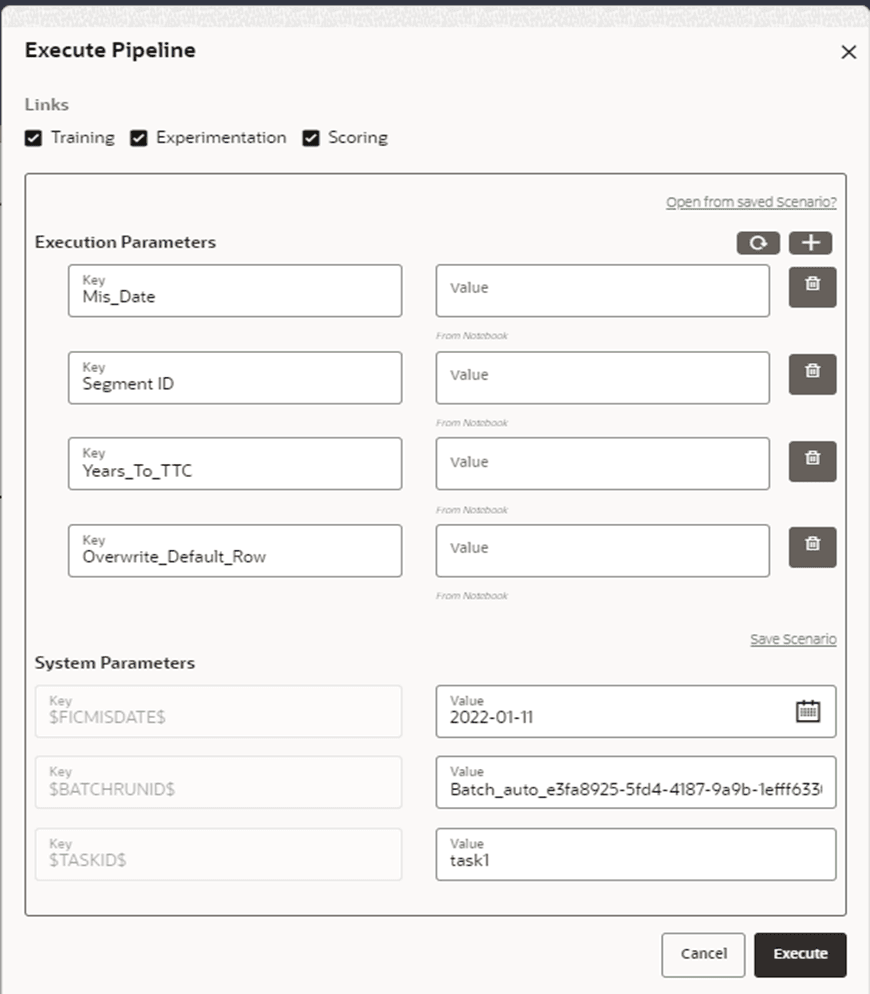 Title: A Sample of the Execute Pipeline Window - Description: A Sample of the Execute Pipeline Window