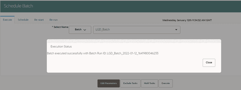 Title: The Schedule Batch & Execution Status - Description: The Schedule Batch & Execution Status