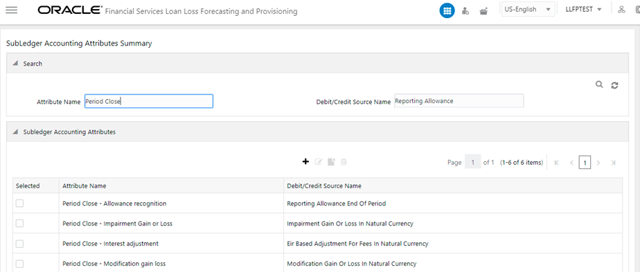 Title: Description of the Subledger Accounting Attributes Summary Window - Description: To search for an attribute name, enter an attribute and debit or credit source name in the Attribute Name and Debit/Credit Source Name fields respectively, and click Search. Title: Description of the Subledger Accounting Attributes Summary Window - Description: To search for an attribute name, enter an attribute and debit or credit source name in the Attribute Name and Debit/Credit Source Name fields respectively, and click Search.