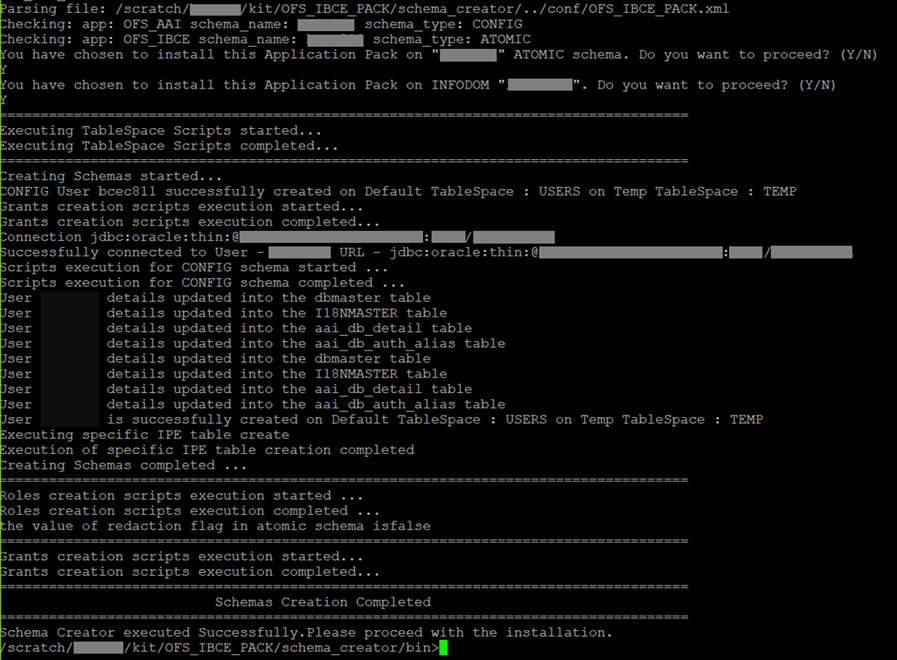 This illustration shows selection of the Atomic Schema and Infodom to install the subsequent Applications Pack. 