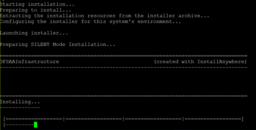 This illustration shows installation of the OFSAAI Application Pack in the SILENT mode.