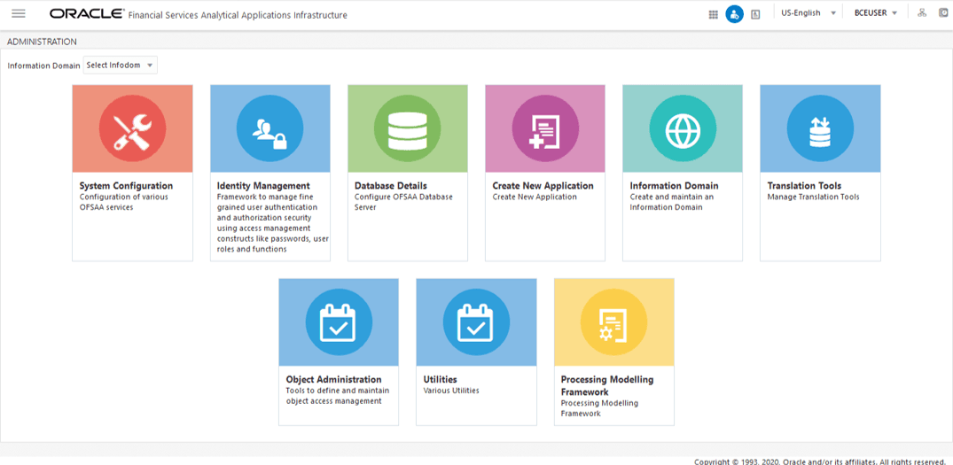 This illustration shows selecting the Process Modelling Framework tile in the Administration page.