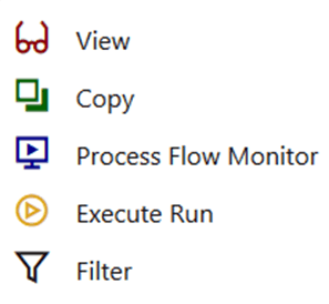 This illustration shows the Process Modeller menu. The explanation is provided in the list that follows this illustration.