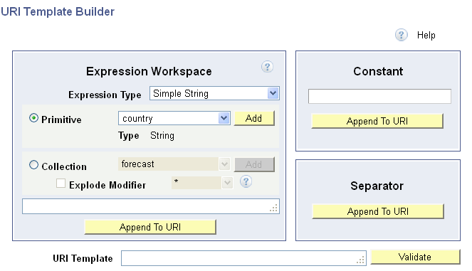 URI Template Builder page