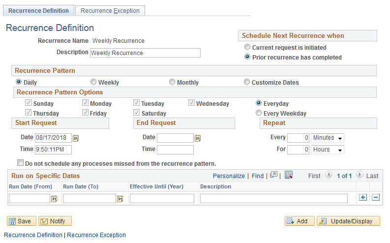 Recurrence Definition page