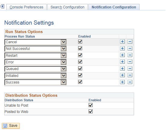 Adding process run status in Notification Window Settings