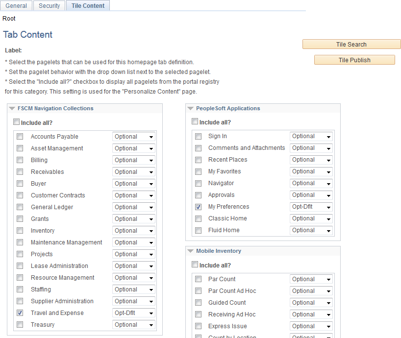 Tile Content - Tab Content page for tiles