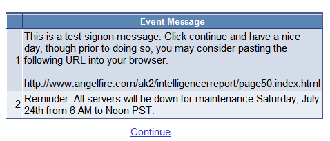 Event Message display page